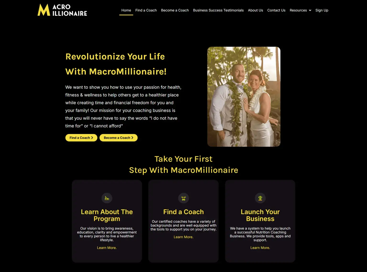 Macro Millionaire fitness coaching program website