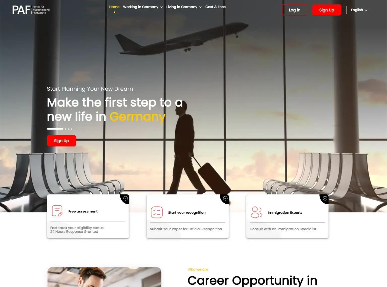 PAF Germany visa and immigration services website