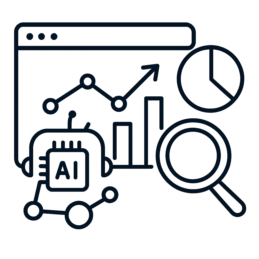 Data analytics dashboard and SEO optimization metrics