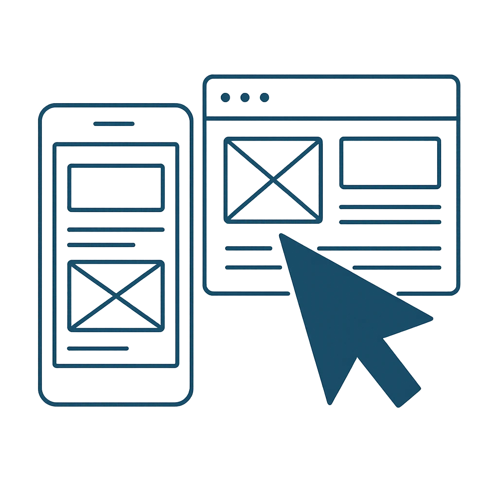 UI/UX design process showing user interface and user experience design